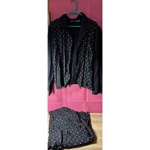 Fashion Bug Womens Black Skirt Size 22/24 and Jacket Size 22/24 Black Spots V3